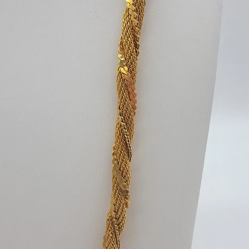 Vintage‎ Twist Necklace Yellow Gold Tone 22 in.
